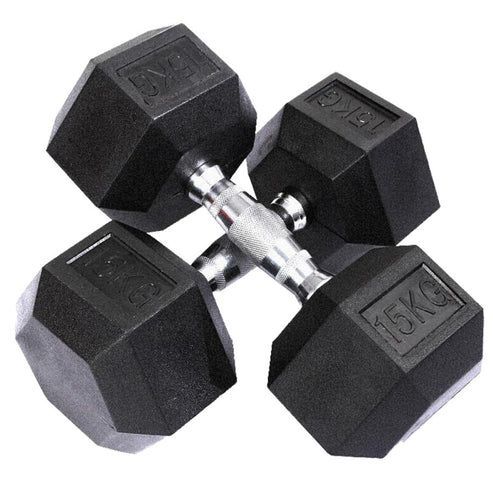 #622 ヘキサゴン ダンベル 15kg 2個セット 総重量30kg プロが認めた本格派 グリップへのこだわり 安定の六角形 オンザニーに適したフラットなサイドライン ※一部地域離島別途配送料有