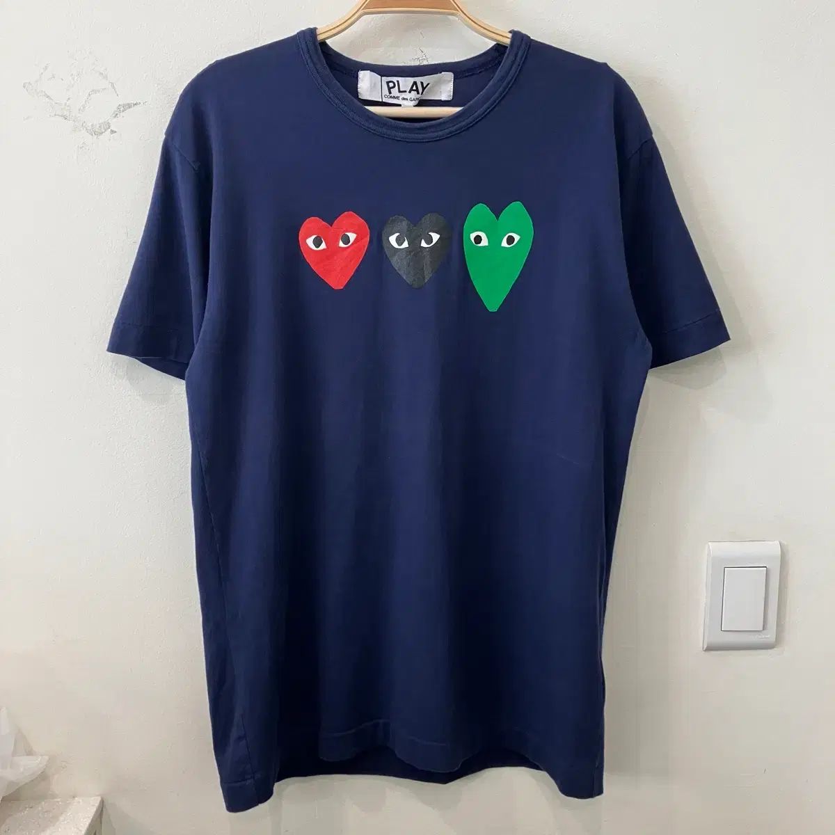 170 コム・デ・ギャルソン マルチハート 半袖 Tシャツ ネイビー