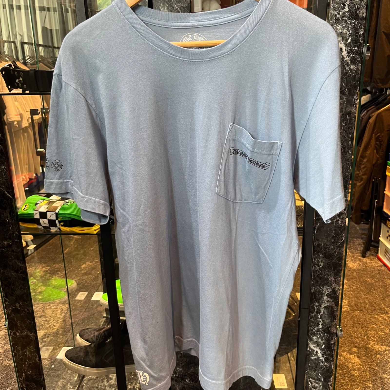 クロムハーツ　Tシャツ　バックマルチセメタリークロス　ブルー　Lサイズ　A品