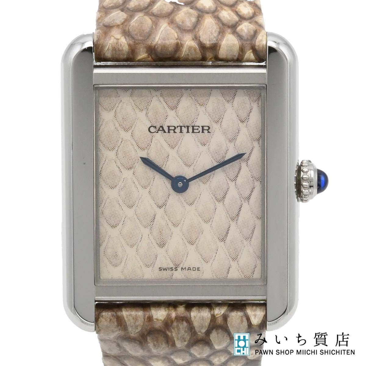 腕時計 稼働 Cartier カルティエ タンクソロ クォーツ パイソン柄文字盤 2023.10電池交換 H6876