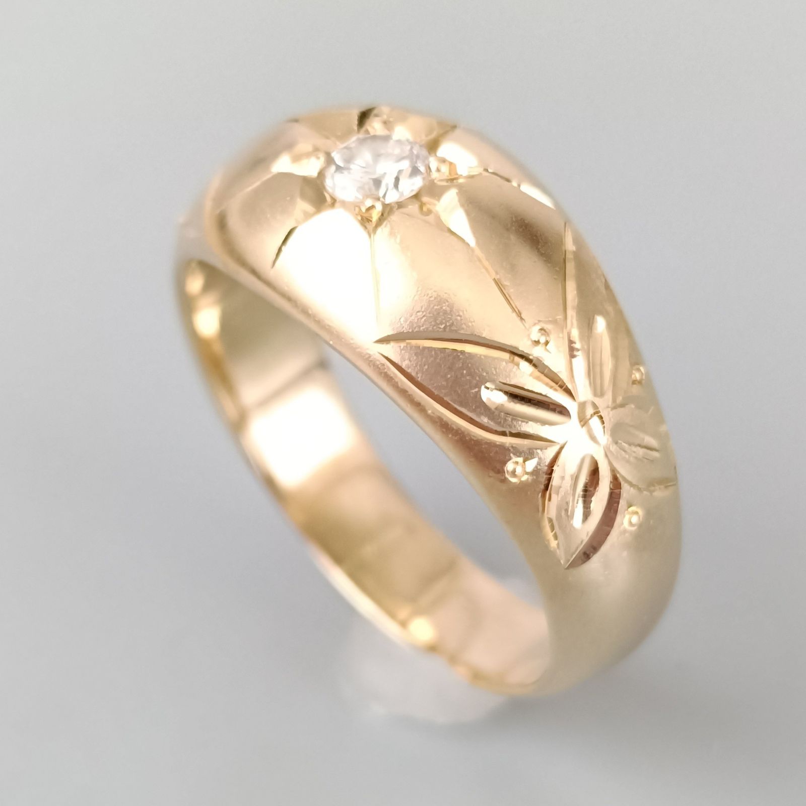 18金 K18 造幣局 艶消し ダイヤ0.15ct 彫金リング 8.06ｇ14号 Z1545 106,700円