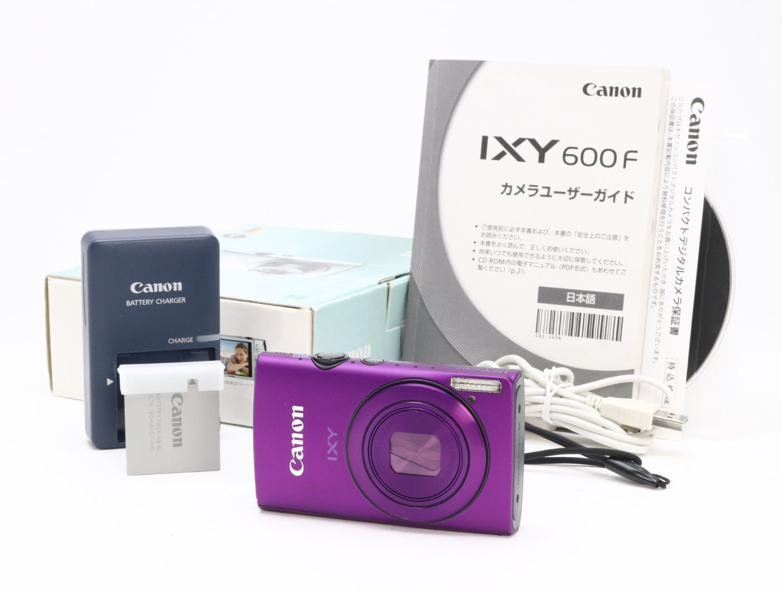 AB+ (良品) Canon キヤノン IXY 600F パープル 初期不良返品対応 66-131