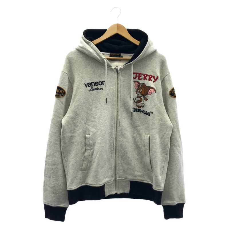 【中古】VANSON×トムとジェリー×GREMLINS ジップパーカー 杢グレー サイズL ヴァンソン[24]