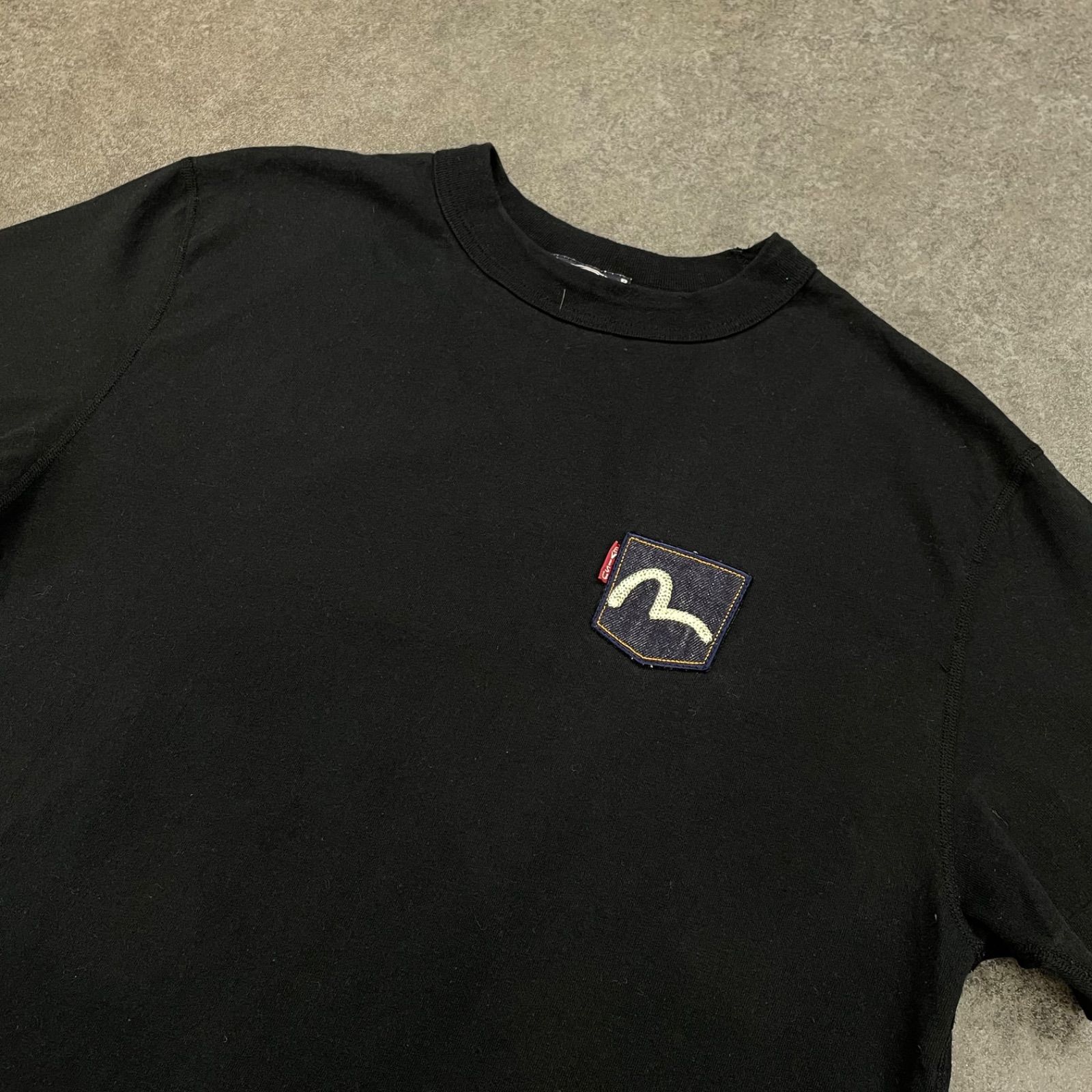 日本製 EVISU エヴィス Tシャツ ポケット デニム カモメ ブラック