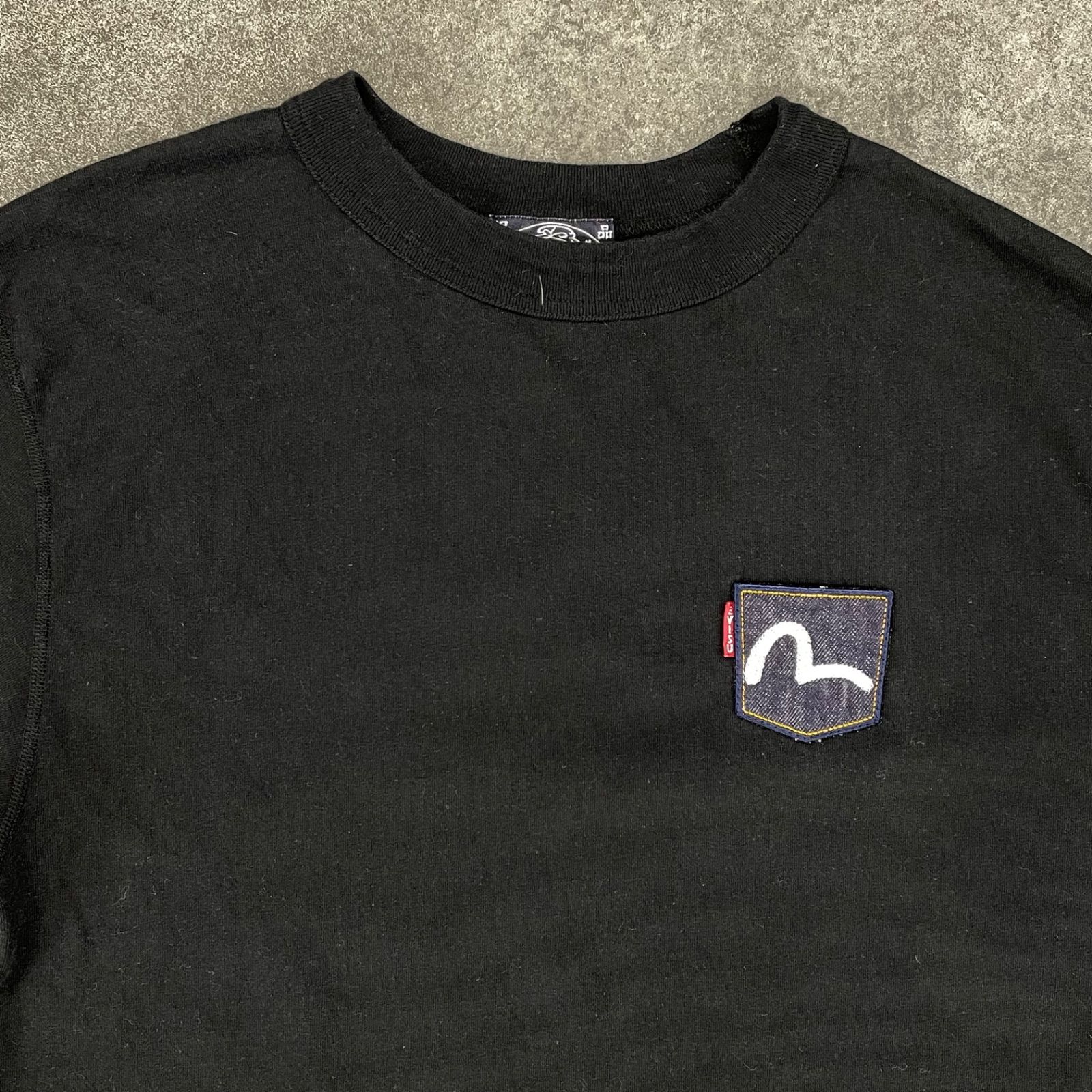 日本製 EVISU エヴィス Tシャツ ポケット デニム カモメ ブラック