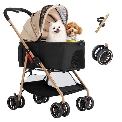 【大66cmゆりかご ? 中型犬専用】MILA&LOUIS ペットカート 多頭の小型犬&猫 中型犬一匹用 軽量 犬 カート - 分離・全体として ワンタッチ 折りたたみ可能 犬 ベビーカー 人気 コンパクト ペットかーと ドッグ バギー ペッ faa46052