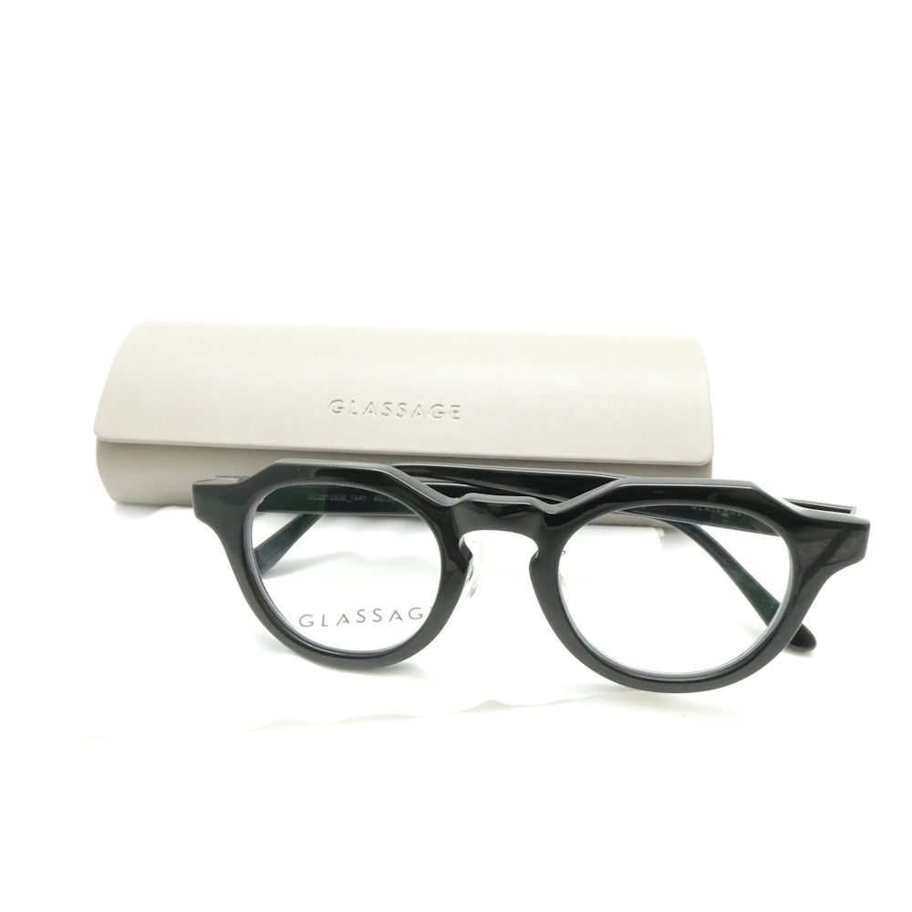 美品 GLASSAGE グラッサージュ JUNNA × GLASSAGE Crownpanto クラウンパウント 眼鏡 45□23-145 度なし メガネ レディース AO4333