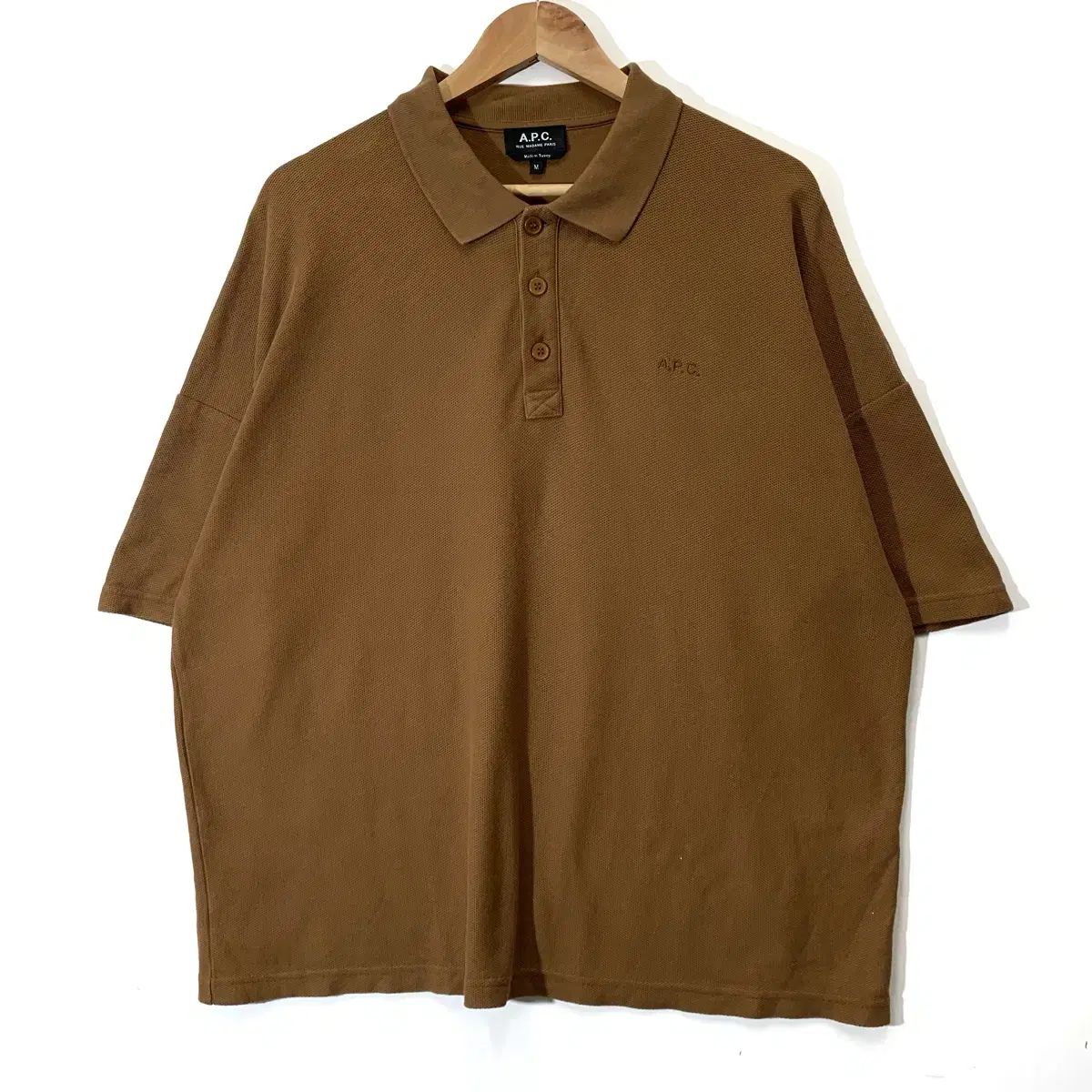 A.P.C. アーペーセー 刺繍 ロゴ ワッフル カラーTシャツ PK 半袖 オーバーサイズ