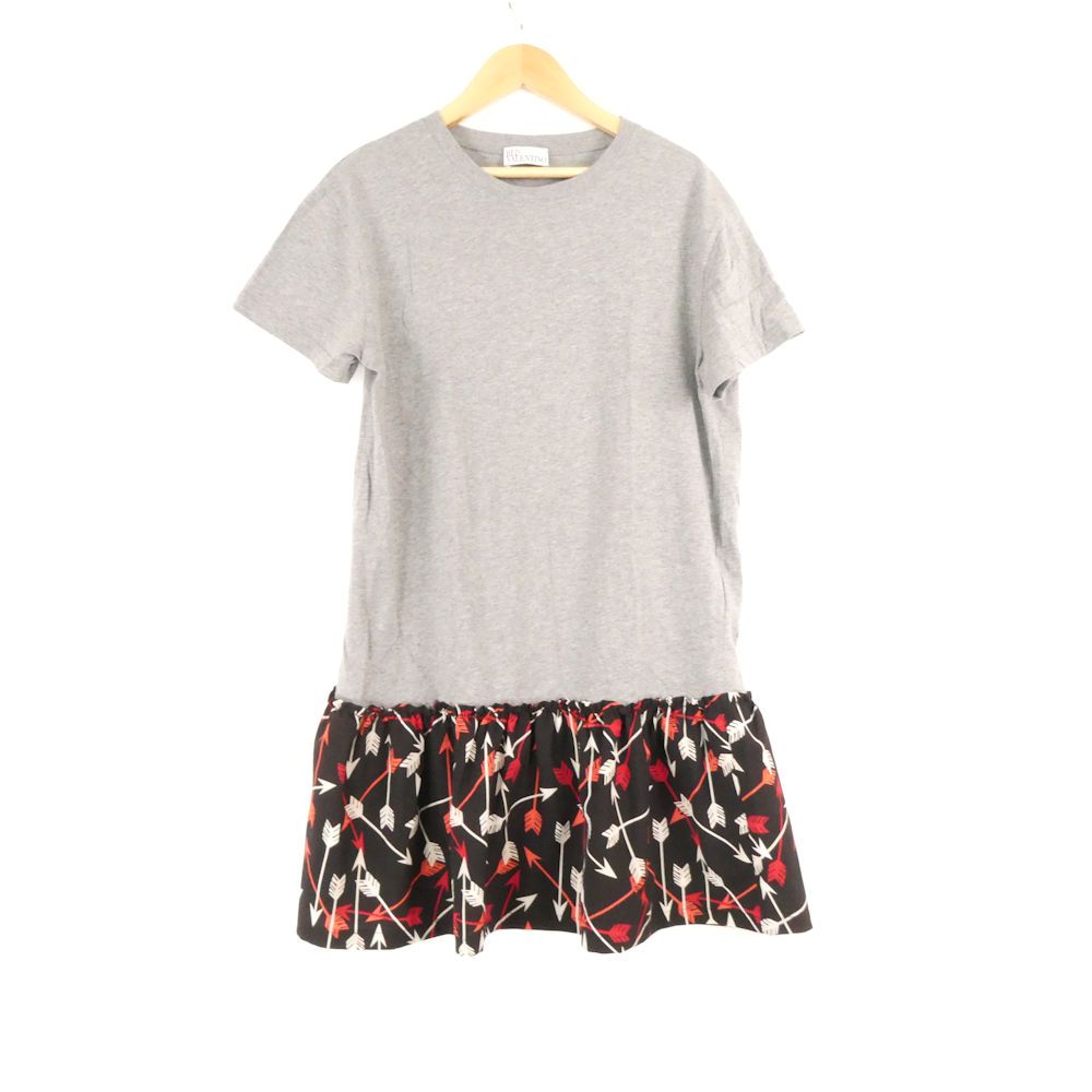美品 RED VALENTINO ヴァレンティノ ワンピース XS ポリエステル 半袖 ひざ丈 ドッキング トップス レディース AU4517A76