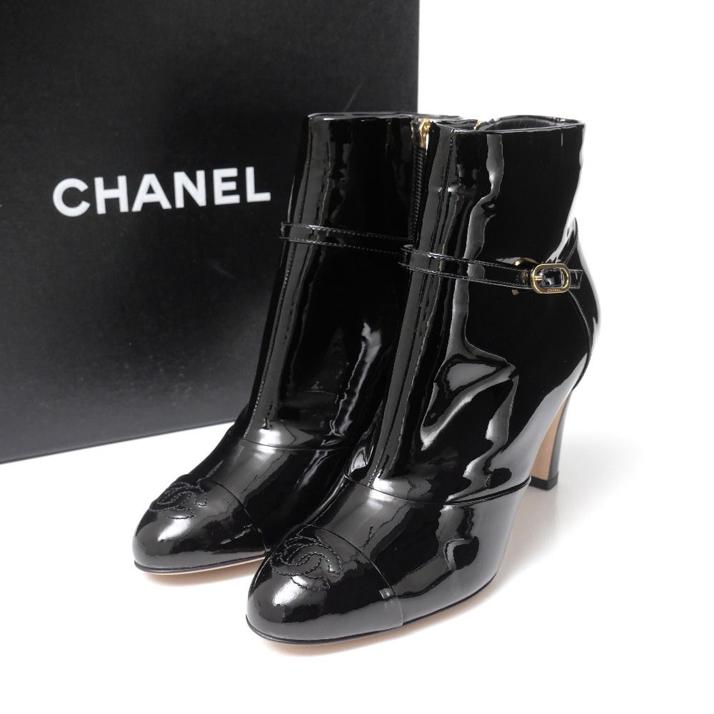 c*)様 未使用品　CHANEL シャネル エナメルショートブーツ 黒 □未使用品□CHANEL シャネル ブーティ サイズ37 C 16C ココマーク CC