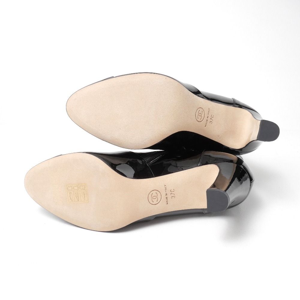 c*)様 未使用品　CHANEL シャネル エナメルショートブーツ 黒 □未使用品□CHANEL シャネル ブーティ サイズ37 C 16C ココマーク CC