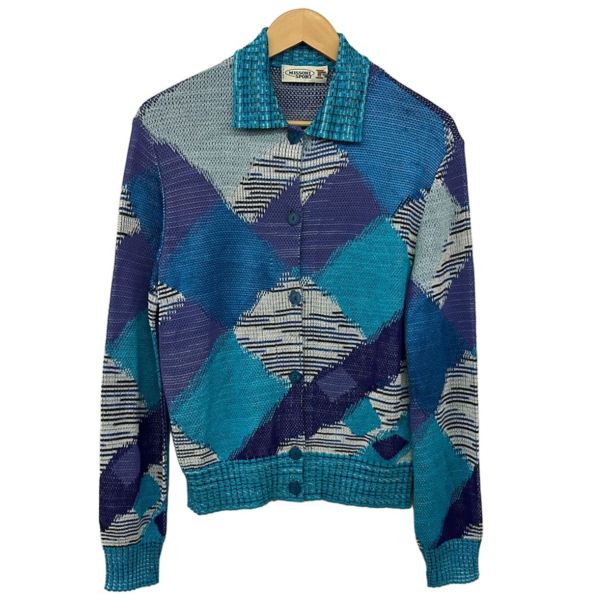 MISSONI SPORT(ミッソーニスポーツ) ブルゾン レディース美品 - ライトブルー×パープル×マルチ 長袖/ニット/春/秋