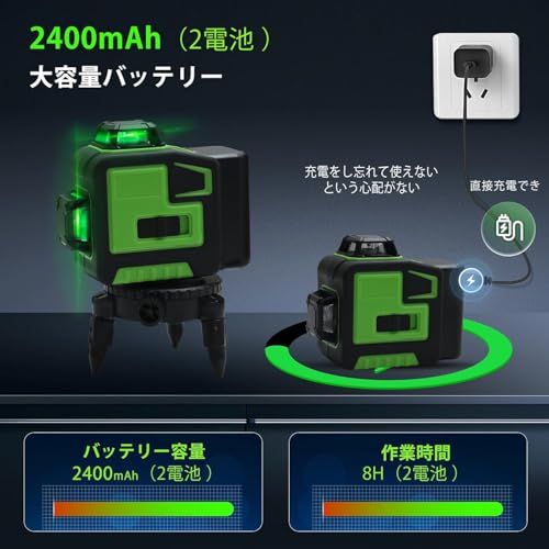 R★レーザー墨出し器、墨出しレーザー、3Dグリーンレーザー墨出し器、3x360°、水平器 レーザー ビルドとアライメント用、充電式バッテリー、リモコン、磁気回転スタンド レーザー安全基準:クラス2 12ライン HEILV-SPY 0a2ab3a5