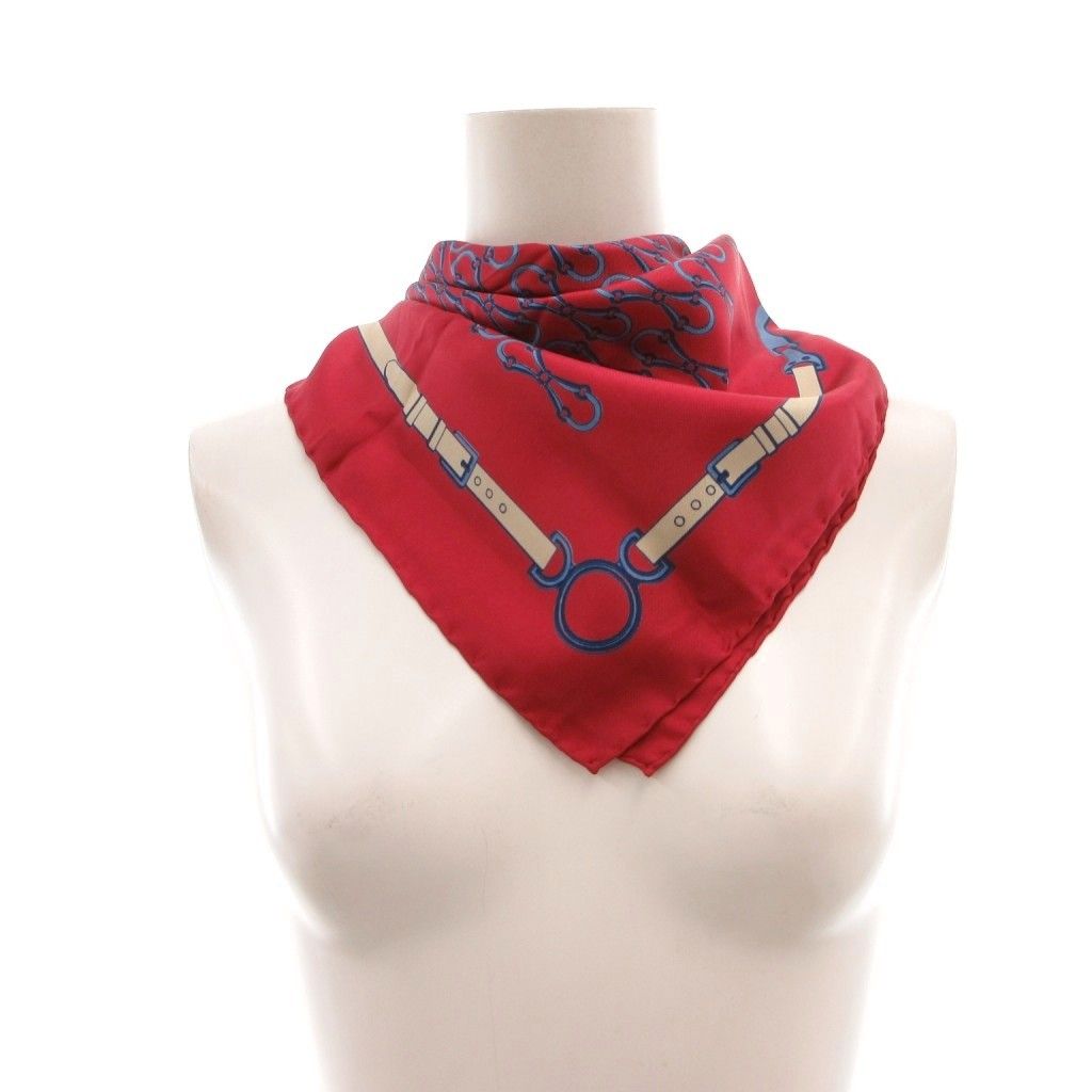 グッチ GUCCI スカーフ ポケットチーフ 赤 レッド 紺 ネイビー ホース