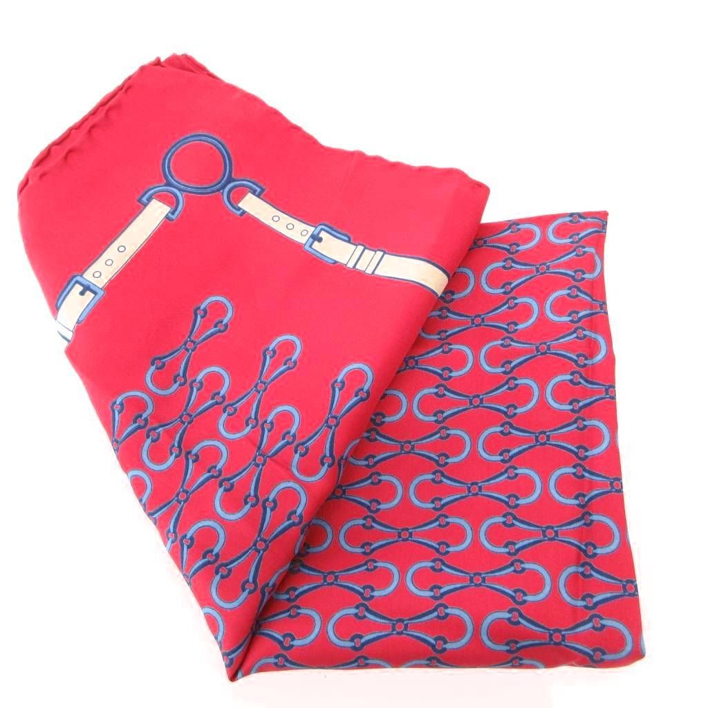 グッチ GUCCI スカーフ ポケットチーフ 赤 レッド 紺 ネイビー ホース
