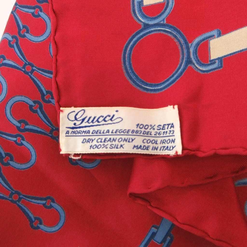グッチ GUCCI スカーフ ポケットチーフ 赤 レッド 紺 ネイビー ホース