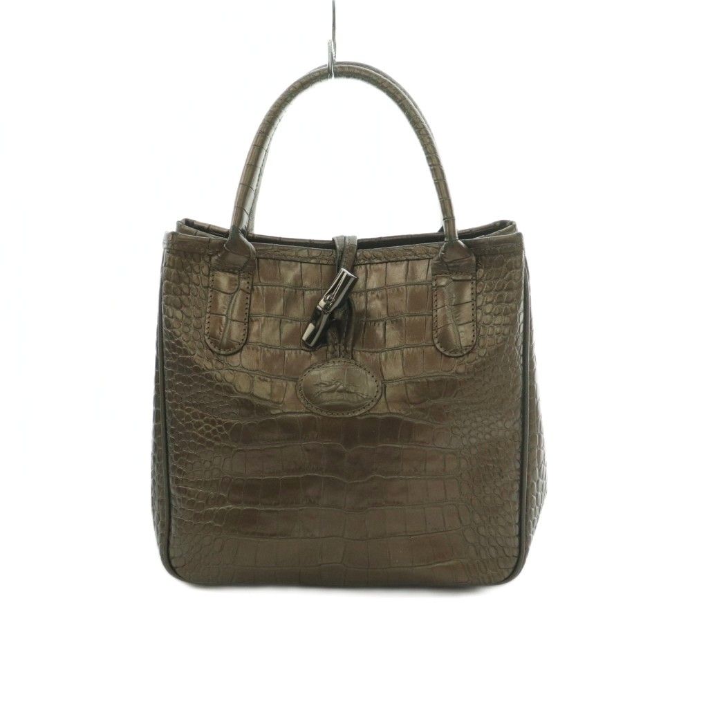ロンシャン LONGCHAMP ロゾ ハンドバッグ クロコ型押し レザー ブロンズカラー /MI ■GY11