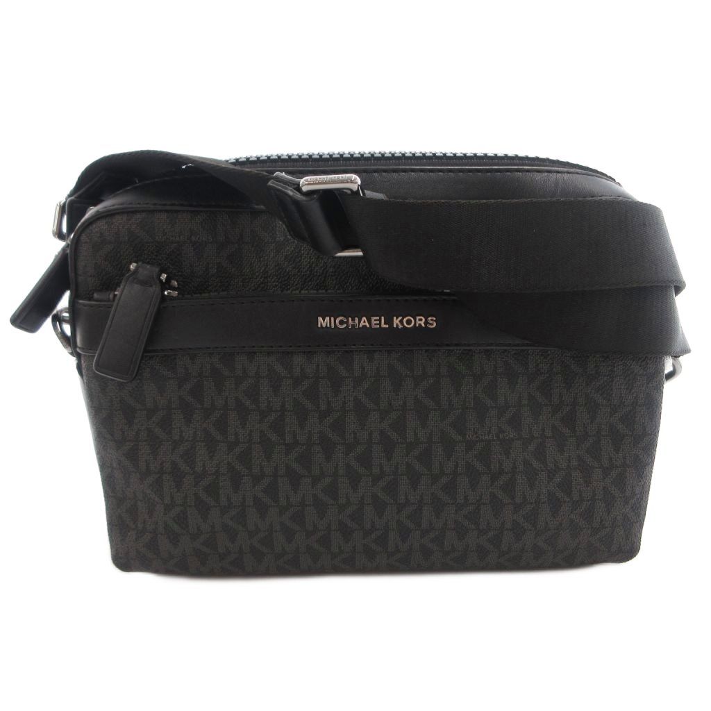 マイケルコース MICHAEL KORS ショルダーバッグ 斜め掛け 2way セカンド 型押しロゴ MK 総柄 レザー PVC 黒 ブラック /FF ■GY18