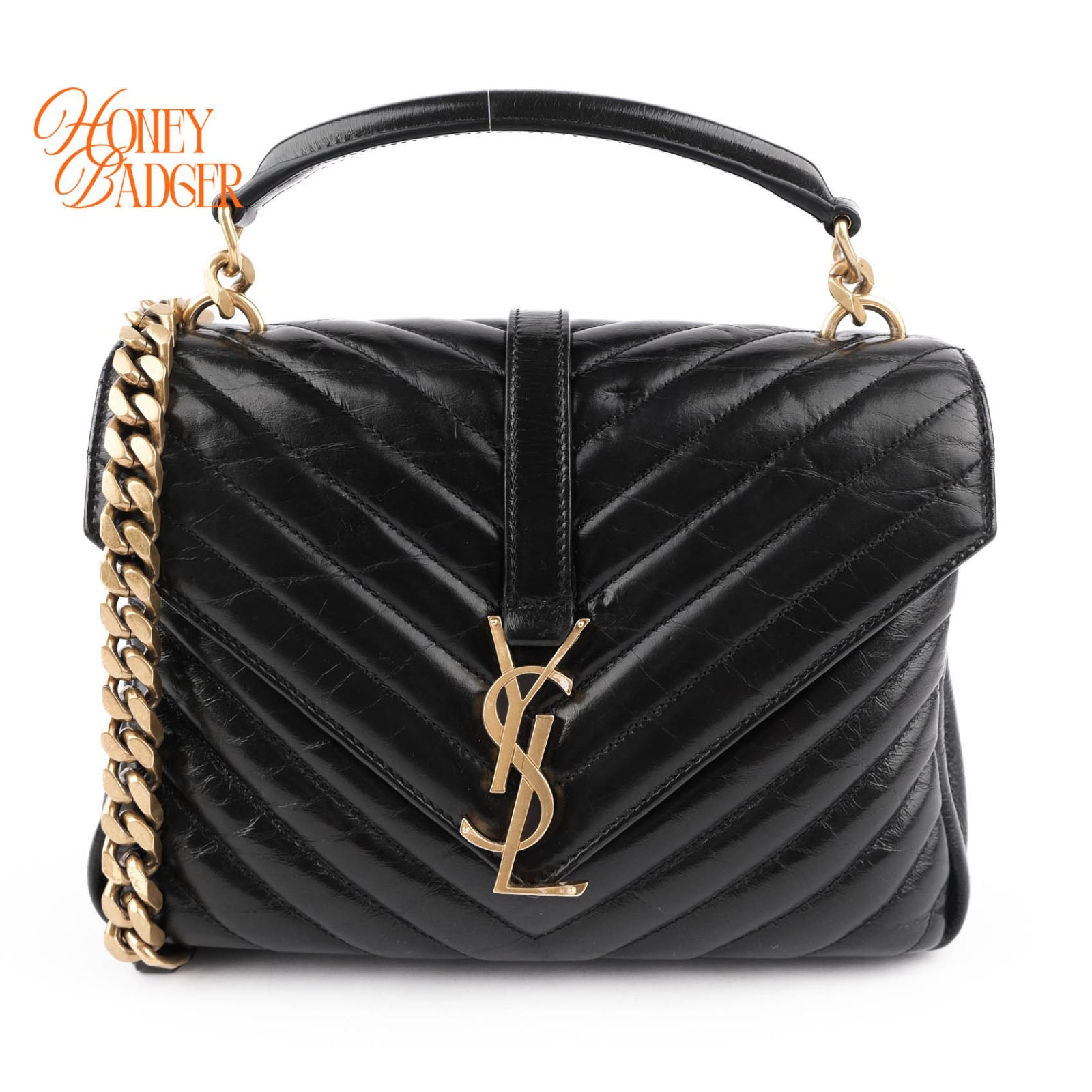 【極美品】サンローランパリ SAINT LAURENT PARIS カレッジ ミディアム 2WAY チェーン ショルダーバッグ 黒