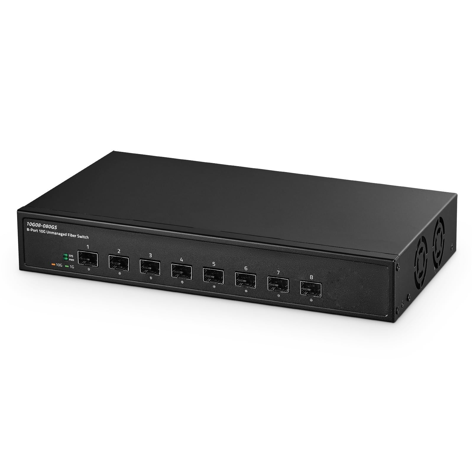 Binardat 8ポート10ギガビットファイバースイッチ、8x10G SFP+スロット、1G/10G、160Gbps帯域幅をサポート、アンマネージドメタルデスクトップ|ラックマウントネットワークスイッチ