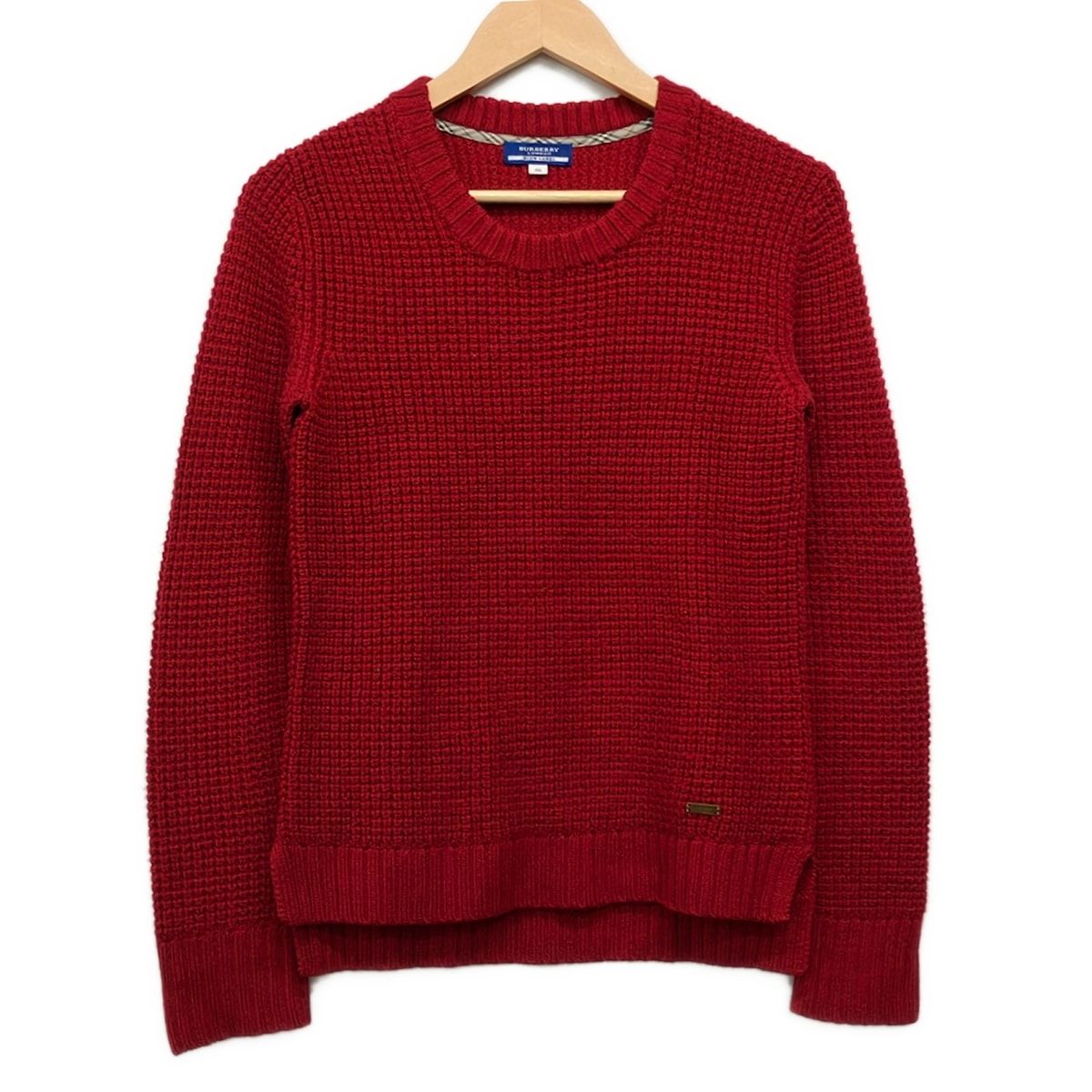 Burberry Blue Label(バーバリーブルーレーベル) 長袖セーター サイズ38 M レディース美品 - レッド クルーネック