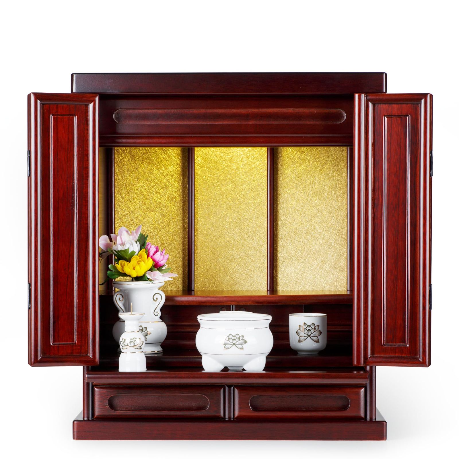 【新品】仏壇 ミニ 小型仏壇【New 18号 LED照明付】幅47cm 奥30cm 高さ55cm【天然桐材/小さな仏壇 ミニ モダン/家具調仏壇/軽量/高級/和室/洋室/コンパクト リビング おしゃれに最適