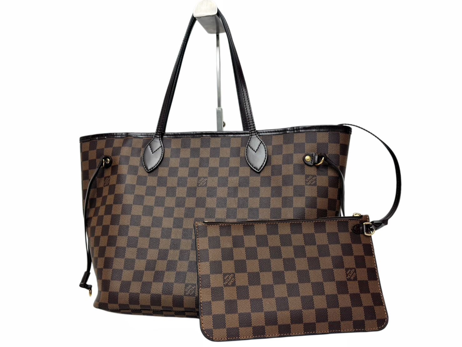 【美品・ポーチ付】LOUIS VUITTON ルイ・ヴィトン ダミエ エベヌ ネヴァーフルMM N51105 ハンドバッグ HS260618