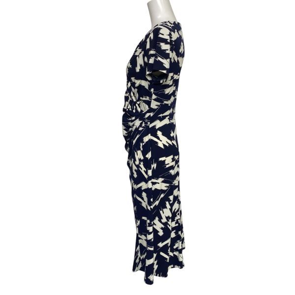 kay me ケイミー カシュクール ワンピース 花柄 モノトーン リボン □ ケイミー kay me カシュクールワンピース 半袖 ミモレ丈 フレア A