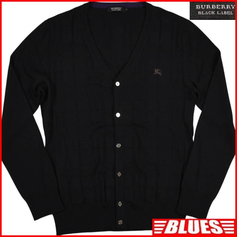 BURBERRY BLACK LABEL バーバリーブラックレーベル 廃盤 カーディガン M 黒 ブラック ウール ニット セーター ニット_セーターサイズM一覧←SEULB屋着古← TY4544