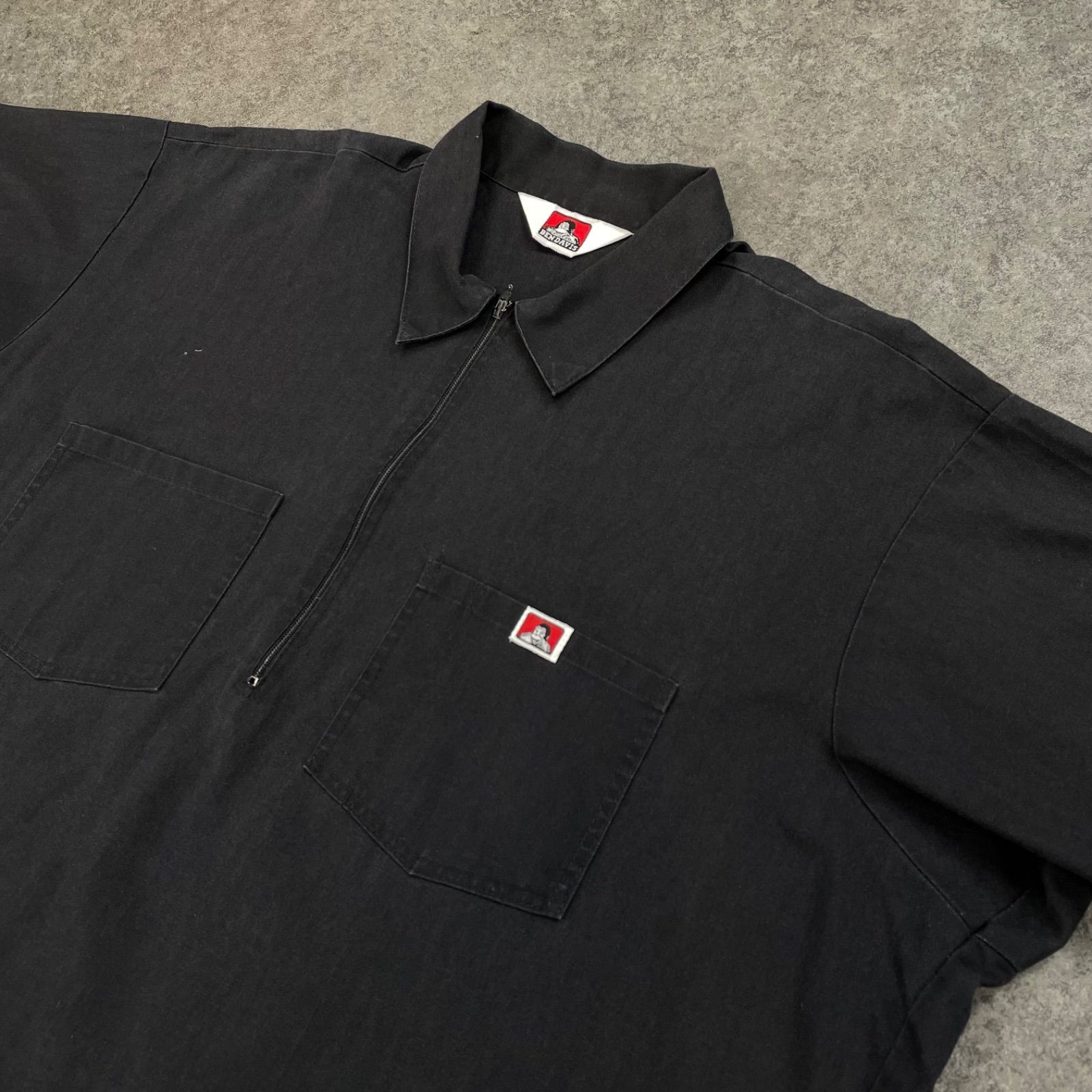 USA製 90s BEN DAVIS ベンデイビス ハーフジップシャツ ワークシャツ