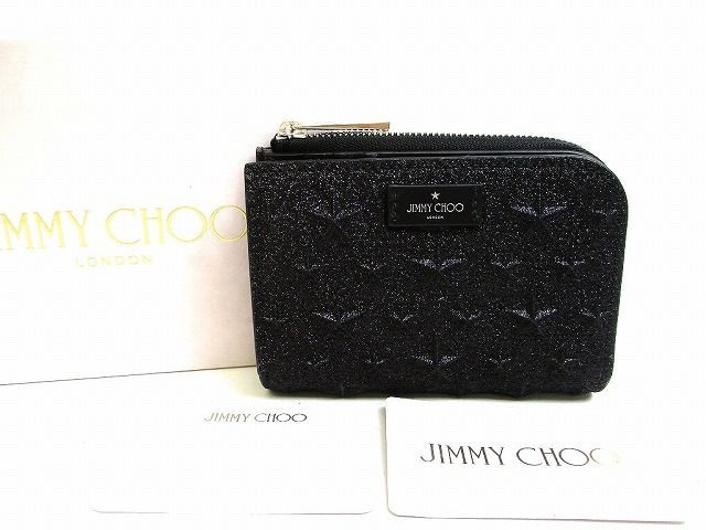 ジミーチュウ Jimmy Choo エンボス スター COMPACT ZIP WALLET -M グリッターレザー 2つ折り 財布 コンパクト財布 メンズ レディース 【未使用保管品】
