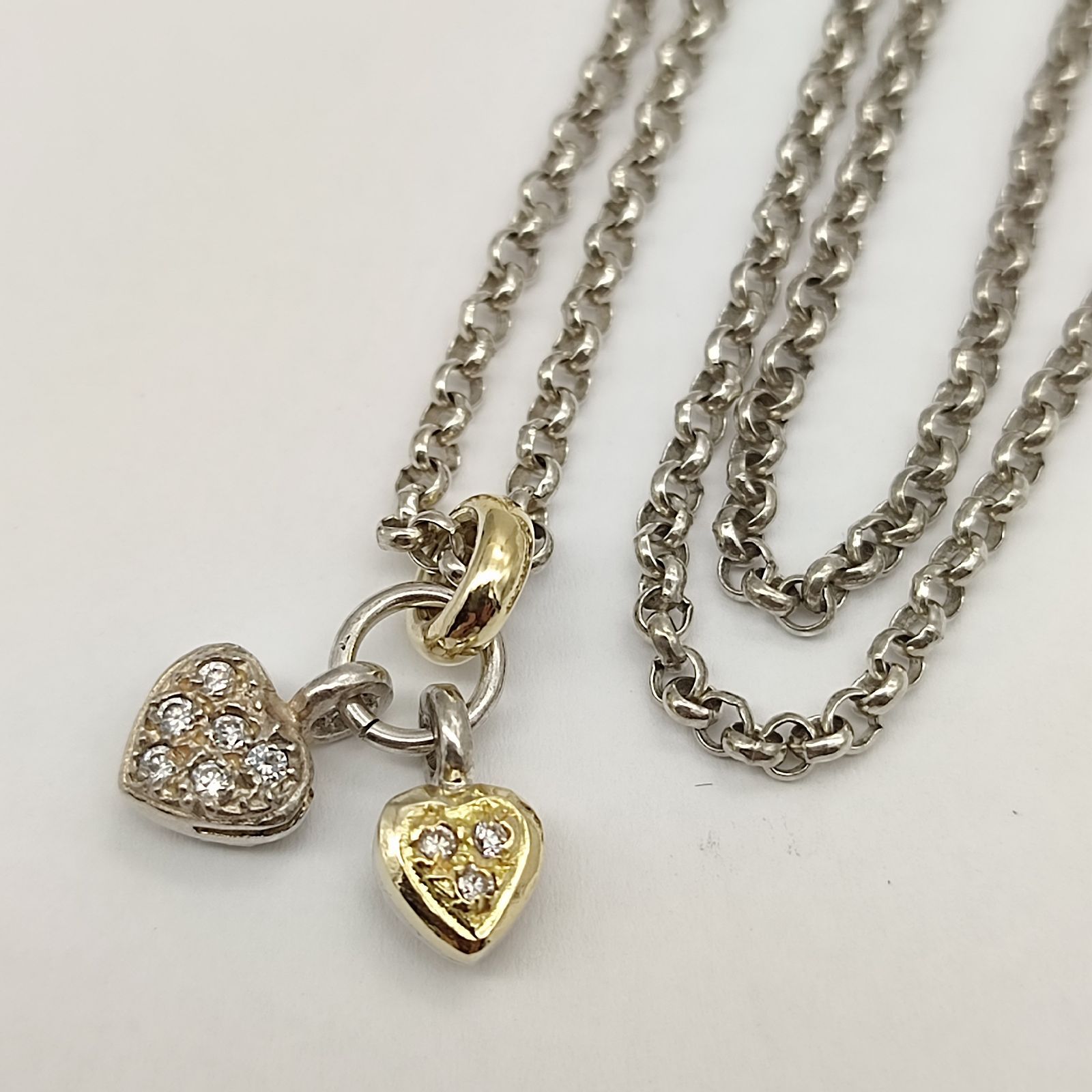 【美品】Folli Follie　フォリフォリ　ハートデザインコンビネックレス　K18　750　シルバー925　8.6g