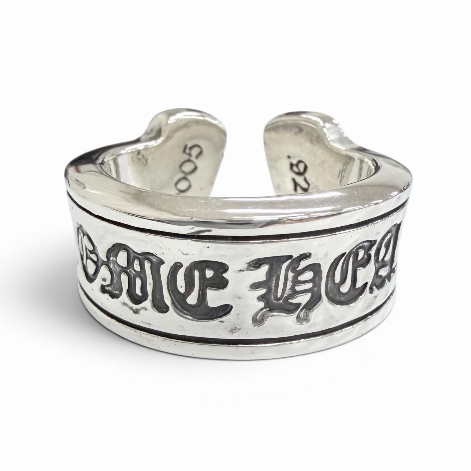 美品△CHROME HEARTS クロムハーツ LG SCROLL LABEL ラージスクロールラベル リング 指輪 925 シルバー JP16.5号 重量19.1g メンズ