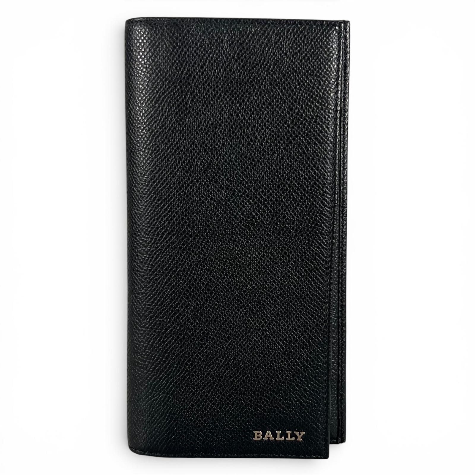 未使用品▲BALLY バリー LALIRO ロゴ金具付き レザー ロングウォレット 二つ折り 長財布 ブラック シルバー金具 メンズ 箱・保存袋付き