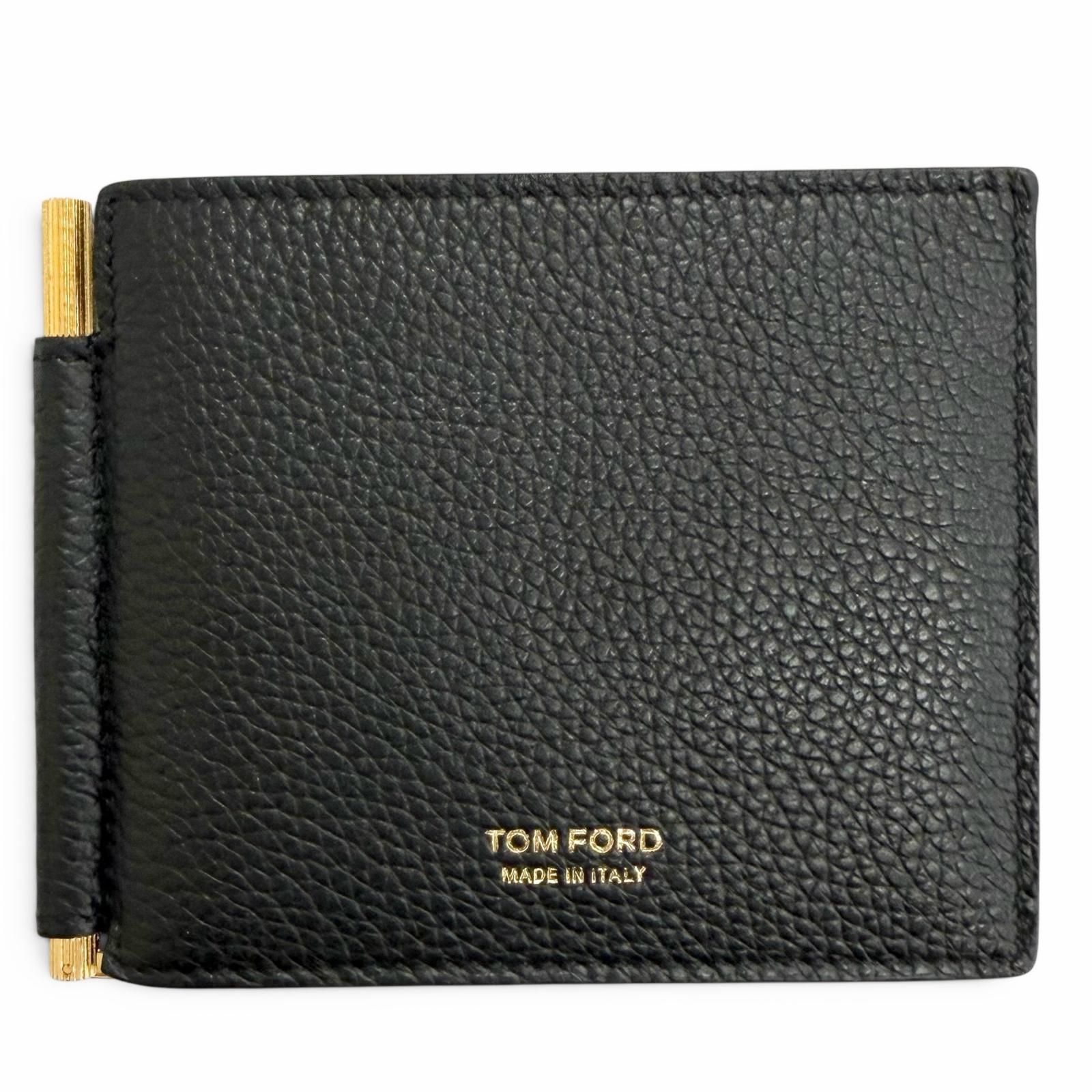 極美品△TOM FORD トムフォード SOFT GRAIN LEATHER T LINE MONEY CLIP WALLET ソフトグレインレザー カードケース マネークリップ付き