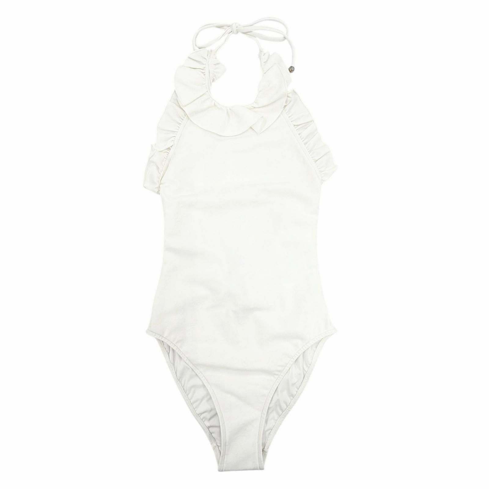 未使用品◇CHANEL シャネル 23SS P74899 ココマーク総柄 スイムウェア 水着 ワンピース ホワイト 34 イタリア製 正規品 レディース
