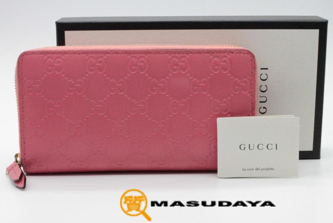 グッチ シマレザーラウンドファスナー長財布【美品】