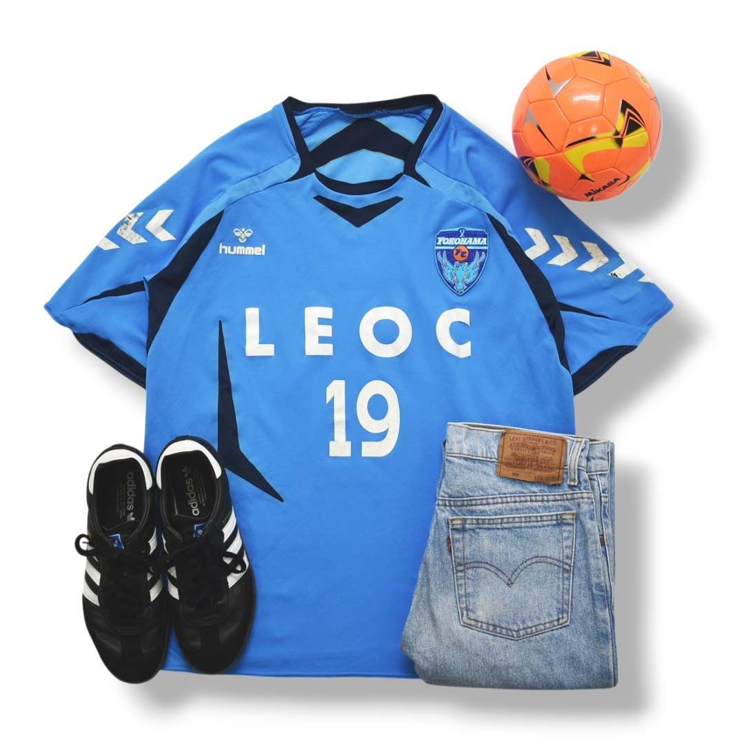 hummel横浜FC新品タグ付きL 日本製 ヒュンメル hummel 横浜FC 2009 HOME 1st ＃19 難波宏明