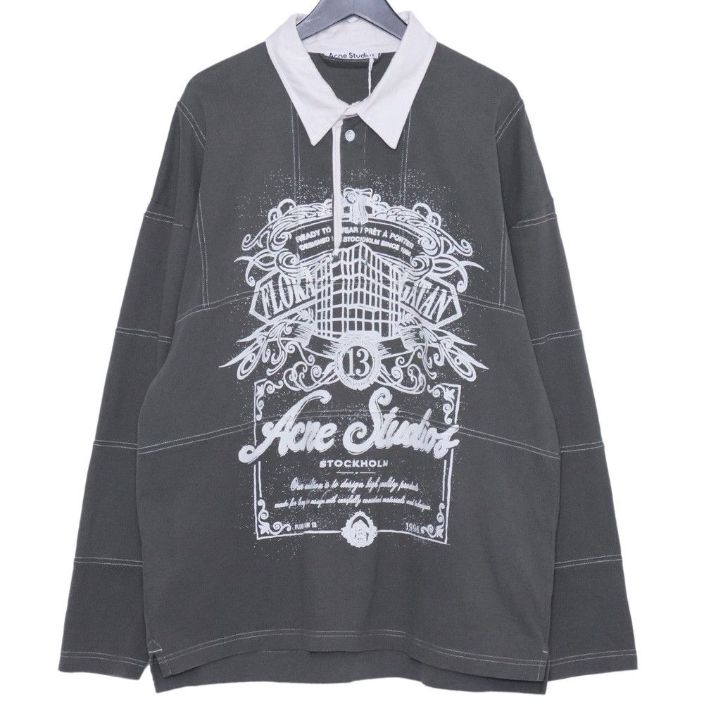 ACNE STUDIOS ロゴモチーフ L/S ポロシャツ Mサイズ カーキ CL0396 36,400円