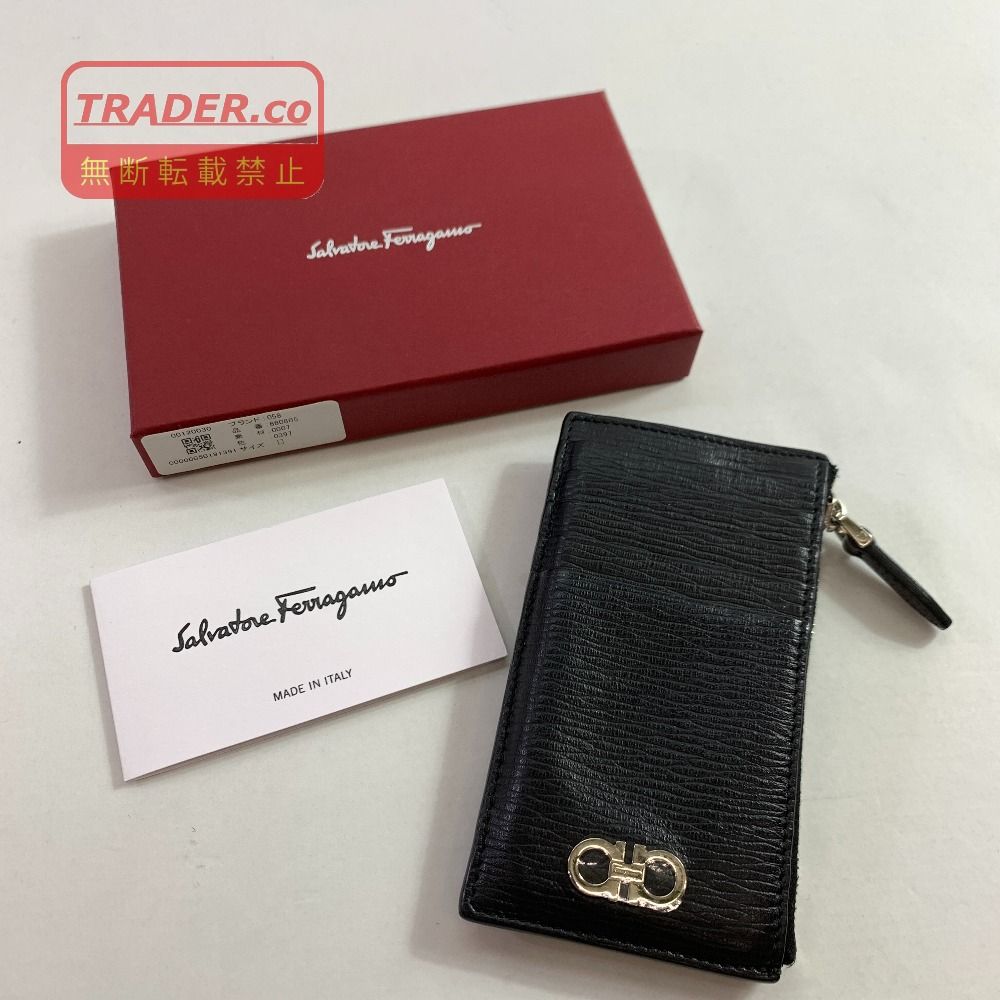 04w7220▽※【中古】Ferragamo フェラガモ フラグメントケース カードケース コインケース レディース ダブルガンチーニ ブラック 660805 749689【八王子店】