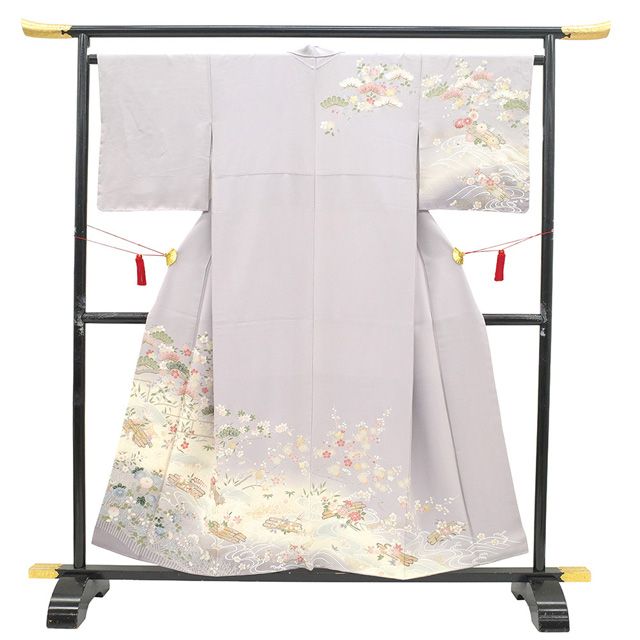 新古品】 訪問着 手描き友禅 着物 フォーマル 未使用 正絹 袷 金彩加工