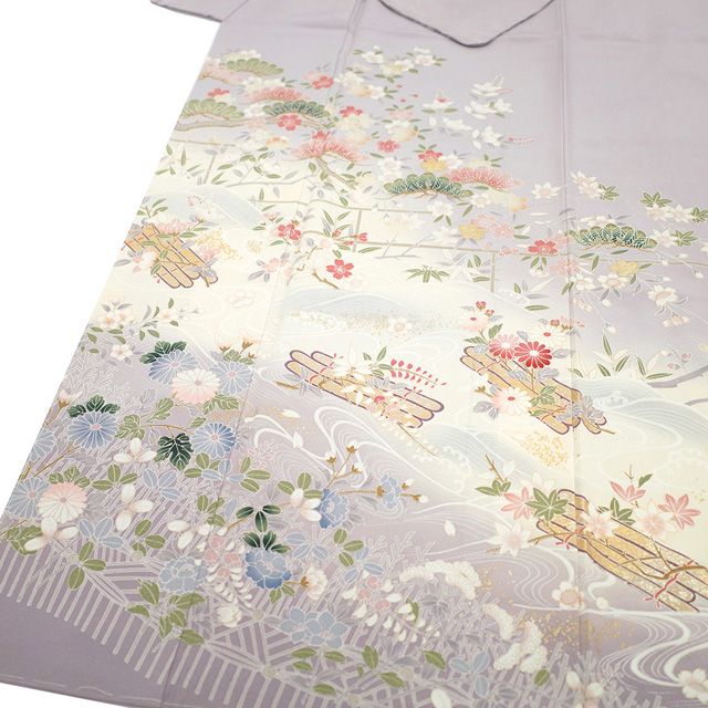 新古品】 訪問着 手描き友禅 着物 フォーマル 未使用 正絹 袷 金彩加工