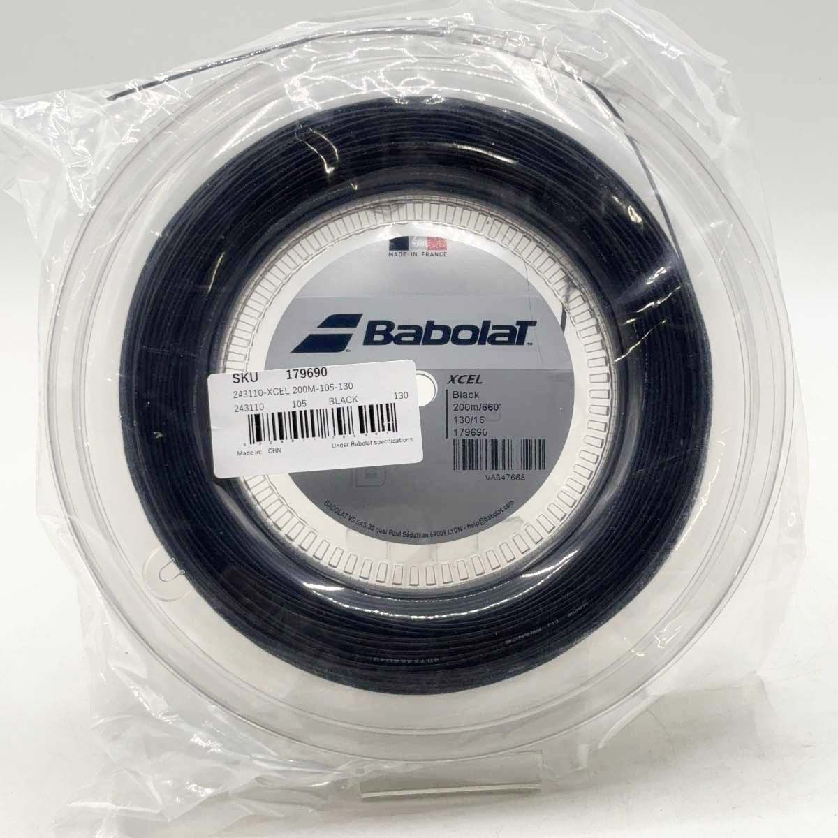 【未使用】バボラ XCEL エクセル 130 硬式 テニス ストリング ガット 200m ロール ブラック 243110 BABOLAT 1.30mm