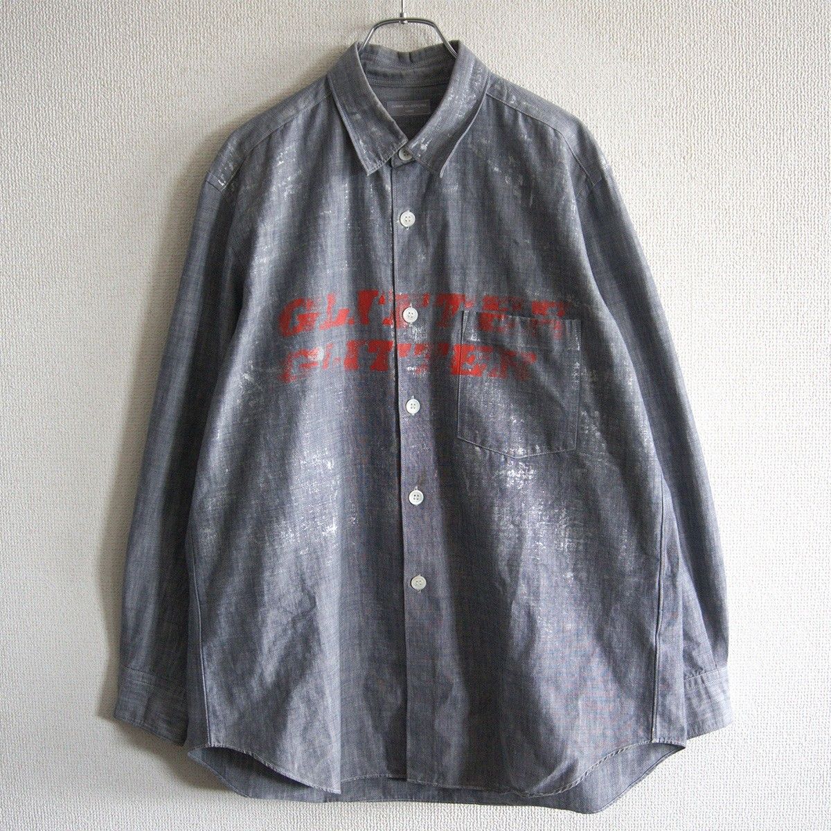 【AD2002/アーカイブ】COMME des GARCONS HOMME【00S GLITTER プリント加工 シャツ】 コムデギャルソン オム s2606040