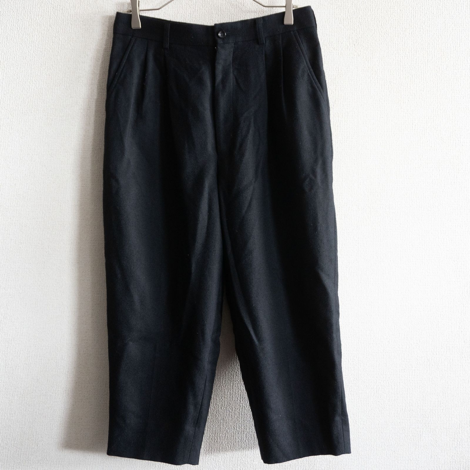 【AD2021】COMME des GARCONS HOMME【ウール スラックスパンツ】XS ブラック コムデギャルソン オム 25040406