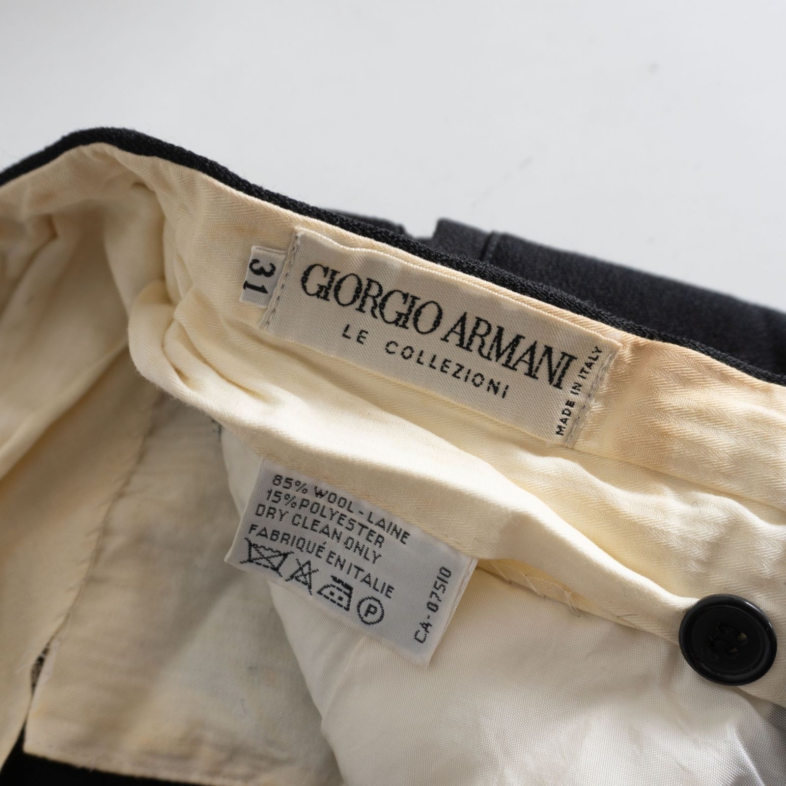 【美品】GIORGIO ARMANI【90s 2タック ワイド スラックスパンツ 】31 ブラック ジョルジオアルマーニ 25040752 美品】GIORGIO ARMANI【90s 2タック ワイド スラックスパンツ 】31