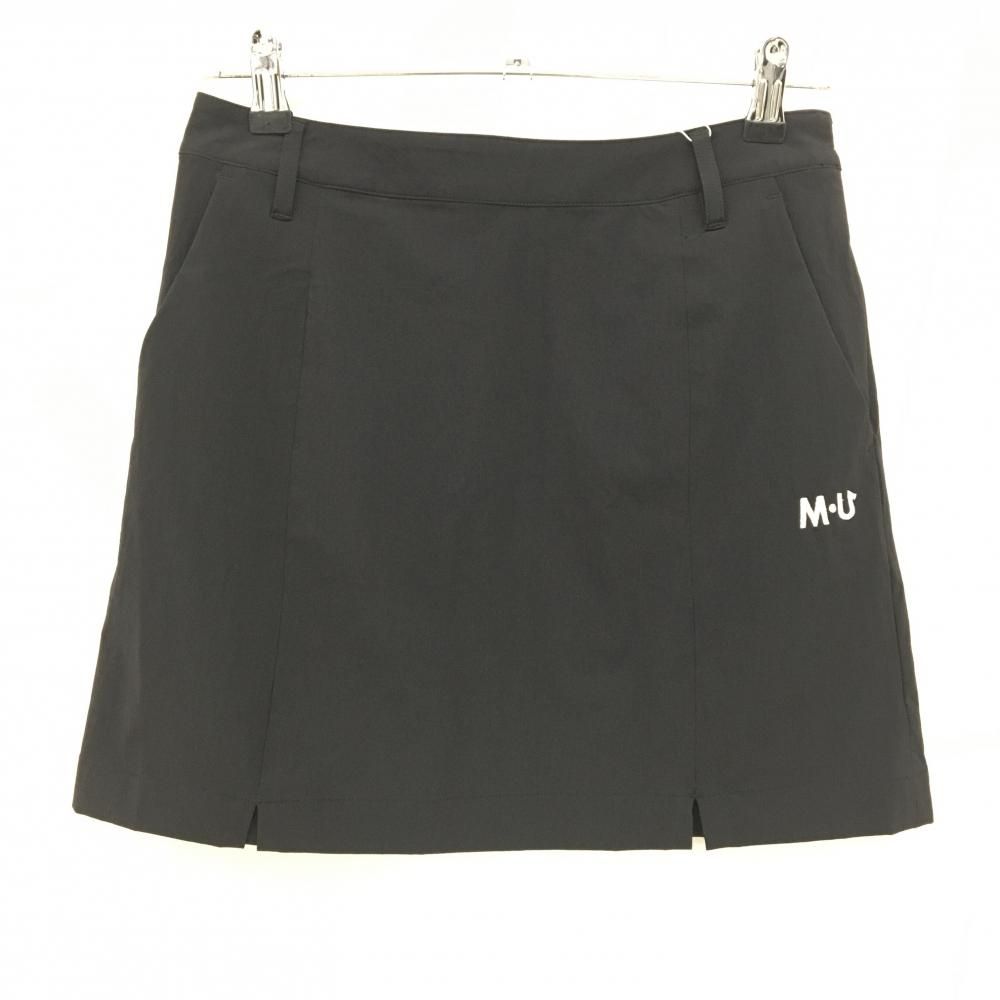 新品】MUスポーツ スカート 黒 ロゴ刺しゅう ボーンワッペン 裏地付き