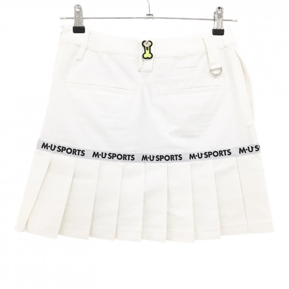 新品】MUスポーツ プリーツスカート 白×ライトグレー ロゴライン