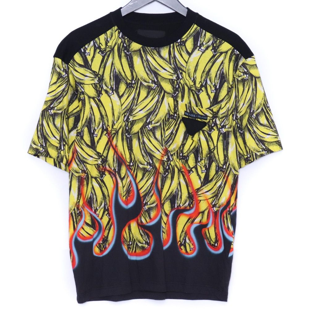PRADA バナナフレイムTシャツ Mサイズ ブラック UJN523 S182 1SMP