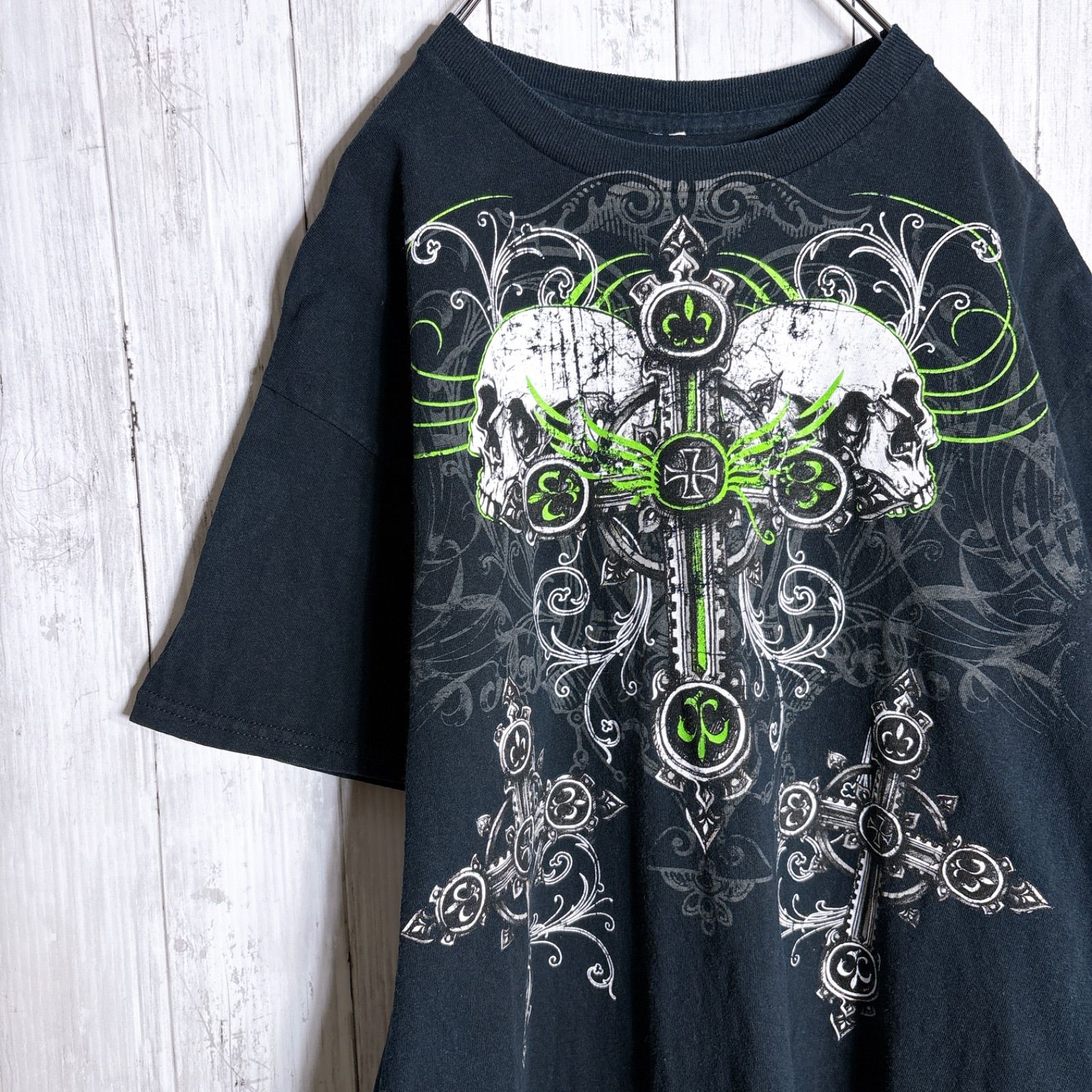 Y2K】SKULL GRAPHIC T-shirt スカルグラフィック ブラック ドクロ